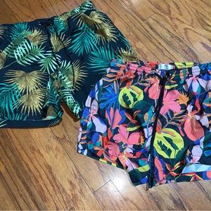 Set of 2 Tropical Print Zara swim trunks size Medium
